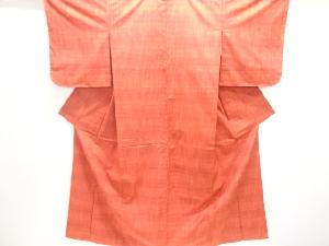 未使用品　格子織り出し手織り紬着物